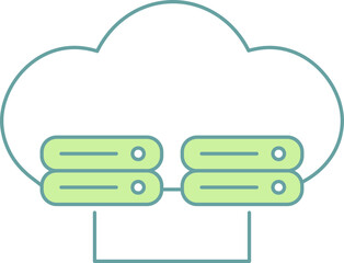 Cloud Server Icon Or Symbol In Green And White Color.