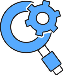 Search Settings Icon In Blue And White Color.