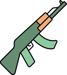 Rifle Icon In Green And Orange Color.