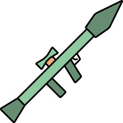 Rocket Launcher Icon In Green And Orange Color.