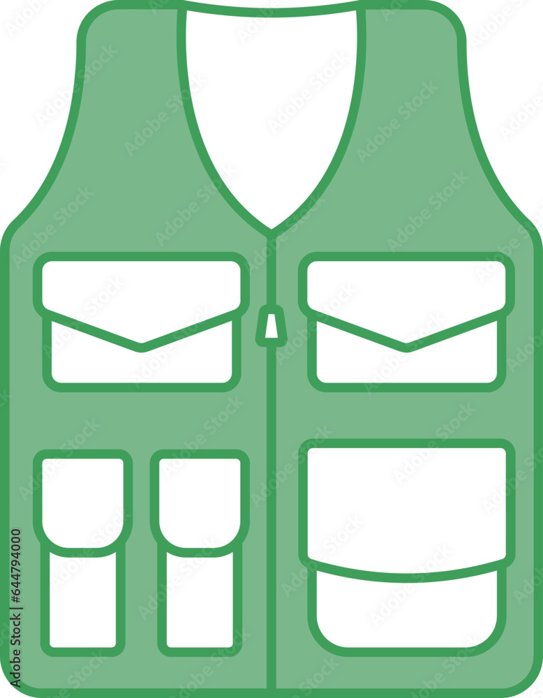 Poster Bulletproof Vest Icon In Green And White Color.