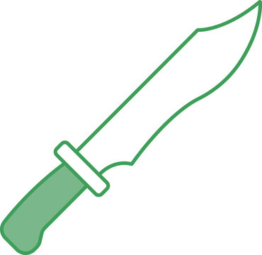 Military Knife Icon Green And White Color.