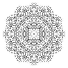Mandala Coloring Page,  Complex Black and White Mandala Design on White Background,  Vector Illustration-01
