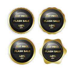 flash sale black and gold badge set