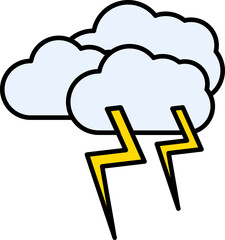 Illustration Of Cloud Storm Icon In Yellow And Blue Color.