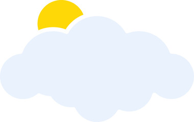 Sun Behind Cloud Icon In Yellow And White Color.