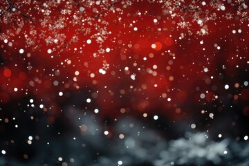 Snowfall against a blurred background, creating a tranquil and snowy ambiance for creative content. Photorealistic illustration
