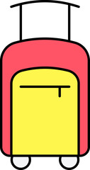 Trolley Bag Icon In Red And Yellow Color.