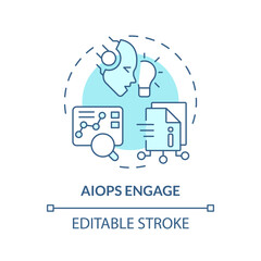 2D editable AI ops engage icon representing AI ops, isolated vector, blue thin line illustration.