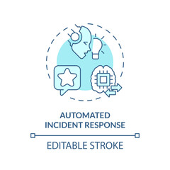 2D editable automated incident response icon representing AI ops, isolated vector, blue thin line illustration.