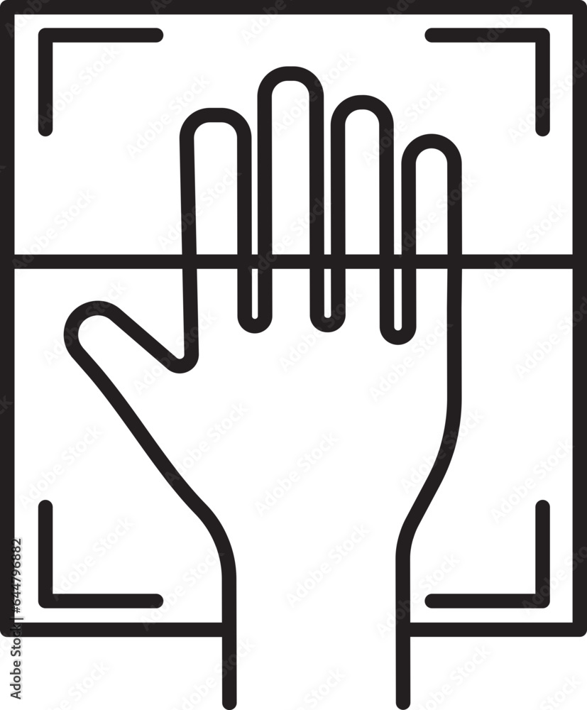 Canvas Prints Palm Scan Icon In Black Line Art.