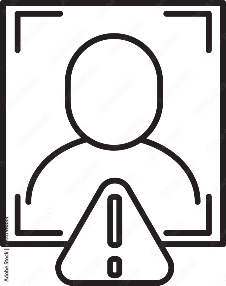 Poster Wrong Face Recognition Icon In Thin Line Art.