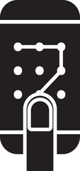B&W Color Lock Pattern In Smartphone Icon.