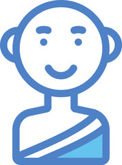 Obraz na płótnie Canvas Monk Character Icon In Blue Stroke Style.