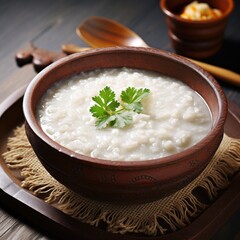 Fototapeta na wymiar Rice porridge in a plate.