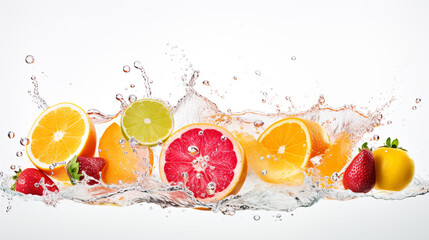 fruit in water splash. Generative Ai