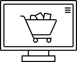 Online Shopping App In Computer Icon.