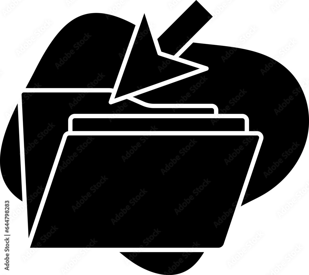 Poster Flat Style Add File Folder Icon On Black Background.