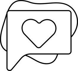 Black Line Art Love Chat Icon On White Background.