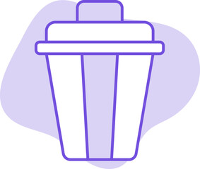Flat Style Dustbin Icon On Purple Background.