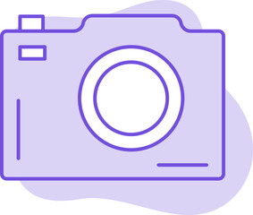 Flat Style Camera Icon On Blue Background.