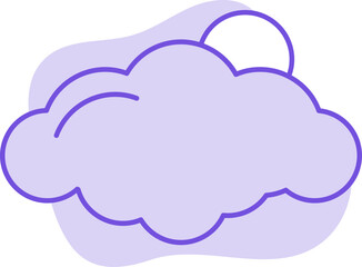 Flat Style Sun Behind Cloud Icon On Purple Background.