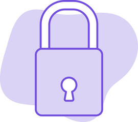Flat Style Padlock Icon On Purple Background.