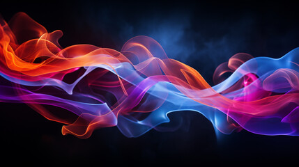 abstract colorful smoke on black background. Generative Ai