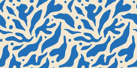 Abstract nature art leaf collage shape seamless pattern. Trendy contemporary cutout background illustration. Natural organic plant leaves artwork wallpaper print. Vintage botanical summer texture.	