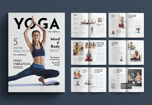Yoga Magazine Layout Design Template
