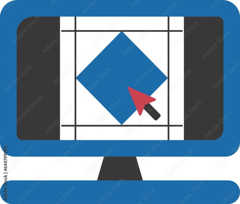 Poster flat style square draw in desktop screen icon for graphic design.