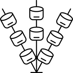 Shish Kebab Icon In Black Line Art.