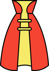 Illustration of Cape Icon in Red And Yellow Color.