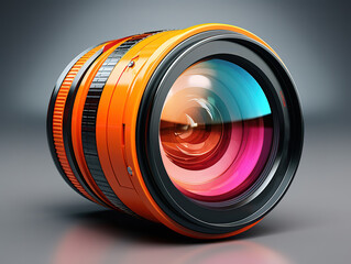 Camera lens, Bright color, ultra realistic. Generative Ai