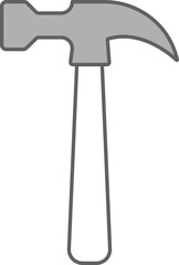 Isolated Hammer Icon In White And Gray Color.