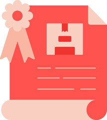 Certificate Icon Or Symbol In Red Color.