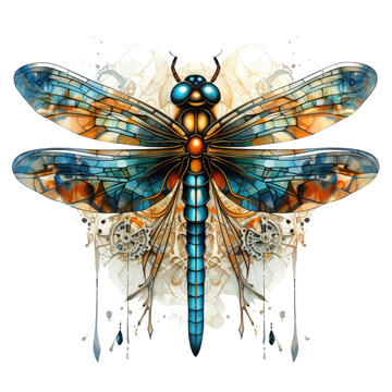 Watercolor dragonfly T-shirt Design, a dragonfly with wings that evoke, Generative Ai