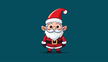 Fototapeta na wymiar Christmas gnome. Greeting card with christmas elf in flat style. Vector illustration