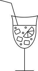 Drink Glass Icon or Symbol in Black Line Art.