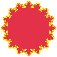 Empty Vintage Round Frame In Red And Yellow Color.