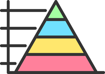 Colorful Pyramid Chart Icon In Flat style.