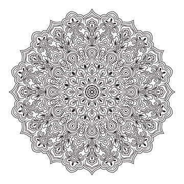 Mandala Coloring Page  Complex Black and White Mandala Design on White Background  Vector Illustration05