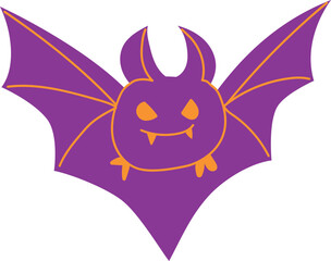 Trick or Treat halloween, funny bat in purple color. Illustration graphic vector.