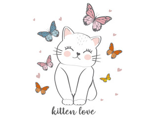 cat and butterfly kitten