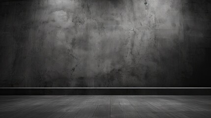 Dark black and gray abstract cement wall and interior textured studio room for product display. Wall background