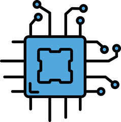 Isolated Microchip Icon in Blue Color.