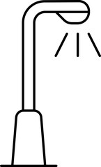 Illuminated Street light Icon In Black Line Art.