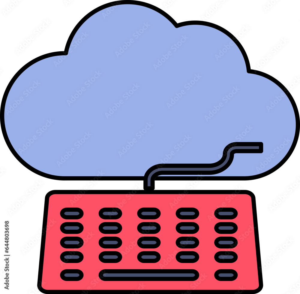 Fototapete isolated cloud with keyboard icon in blue and red color.