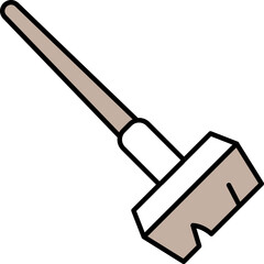 Grey And White Broom Icon In Flat Style.