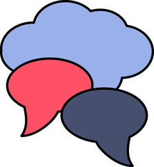 Blue And Red Cloud Chatting Icon Or Symbol.